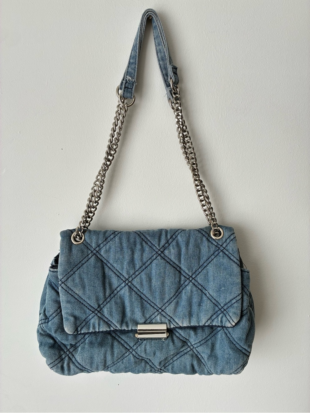 Zara Bag Quilted Flap Bag Cotton Denim
